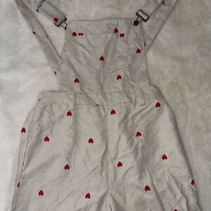 SHEIN White and Red Heart Jumpsuit